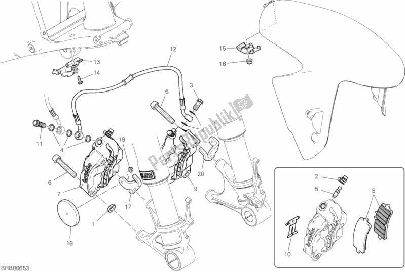 Wszystkie części do Przedni Uk? Ad Hamulcowy Ducati Streetfighter V4 S 1103 2020